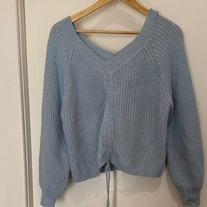 My Michelle Sky Blue V-Neck Sweater